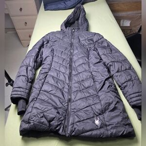 Spyder Girls Black Hooded Puffer Jacket